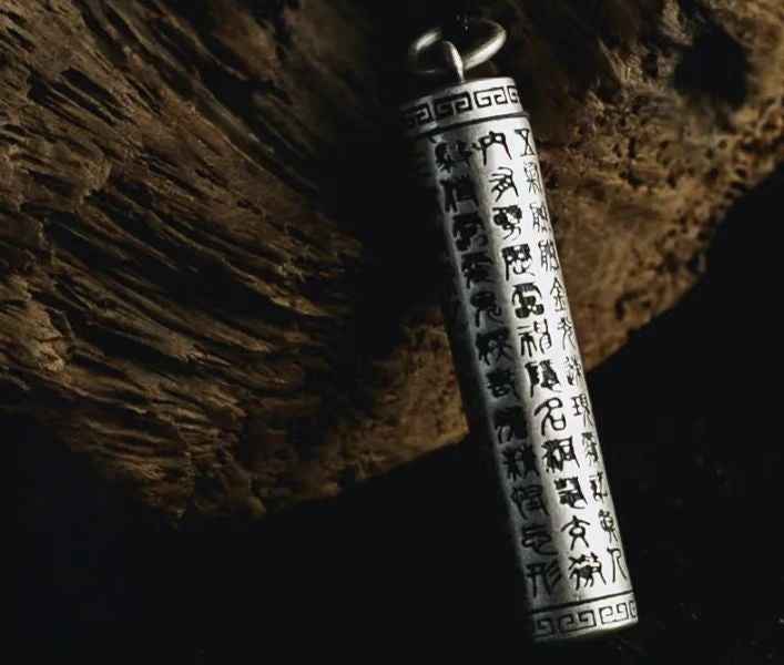 Golden Light Mantra Pure Silver Pendant – Sacred Protection & Antique Elegance